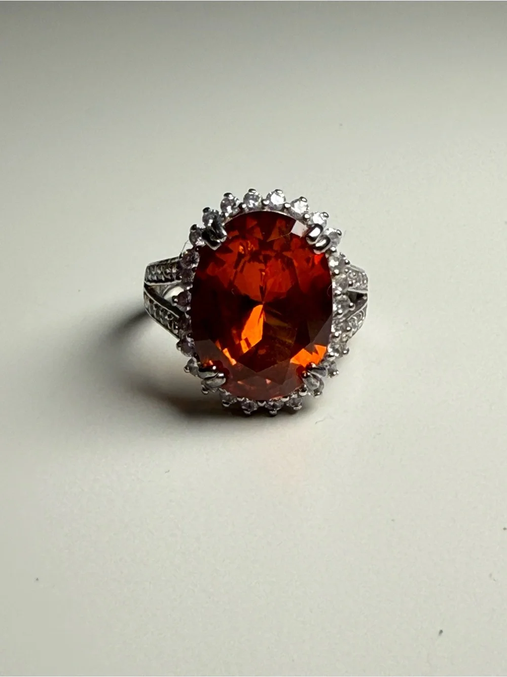 ESPO 925 Sterling Silver Simulated Citrine & CZ Halo Statement Ring
